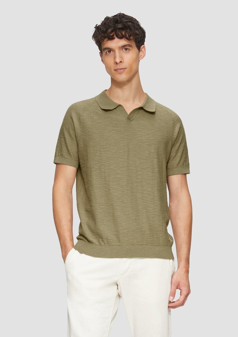 Gestricktes Poloshirt mit Flammgarnstruktur