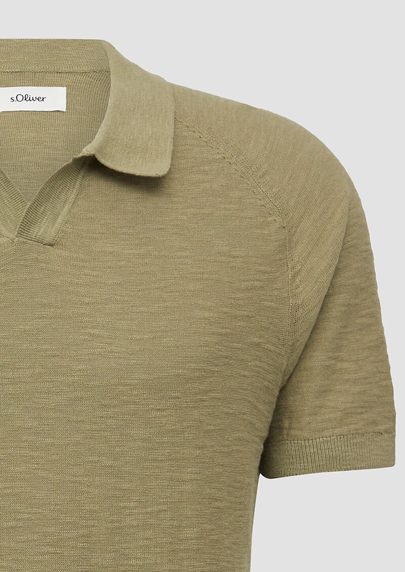 Gestricktes Poloshirt mit Flammgarnstruktur