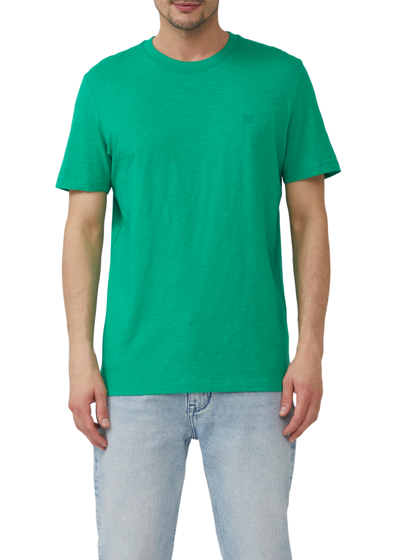 T-Shirt mit Flammgarnstruktur und Logo-Print