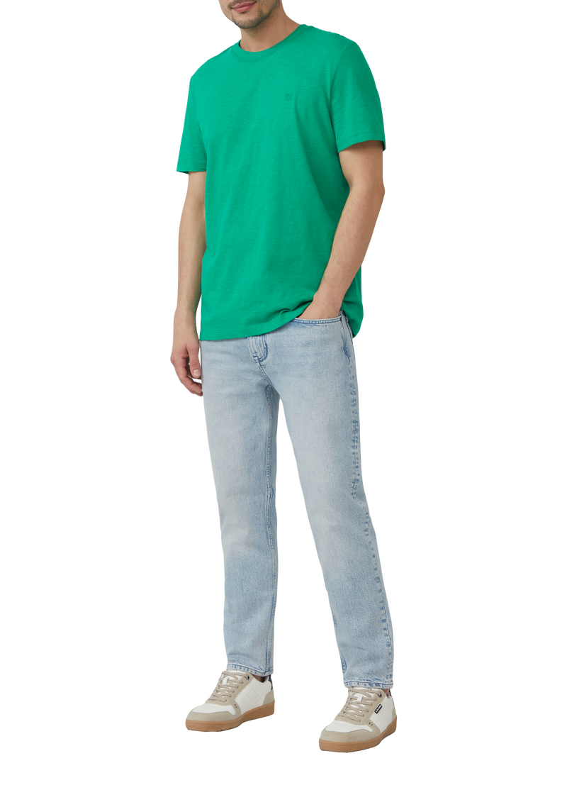 T-Shirt mit Flammgarnstruktur und Logo-Print