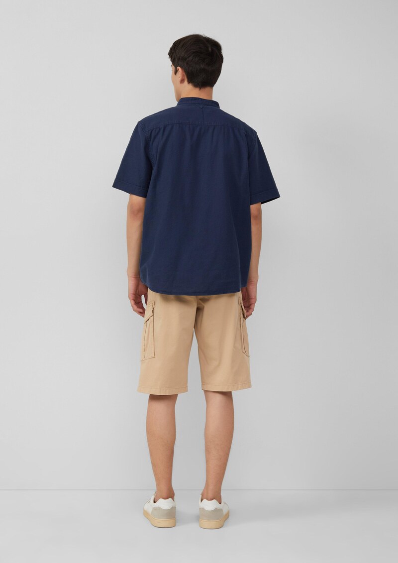 Relaxed Fit: Kurzarmhemd mit Stehkragen aus Leinenmix