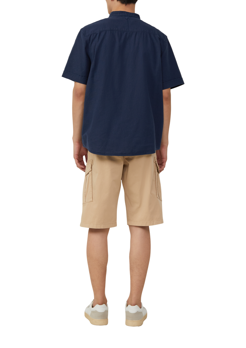 Relaxed Fit: Kurzarmhemd mit Stehkragen aus Leinenmix