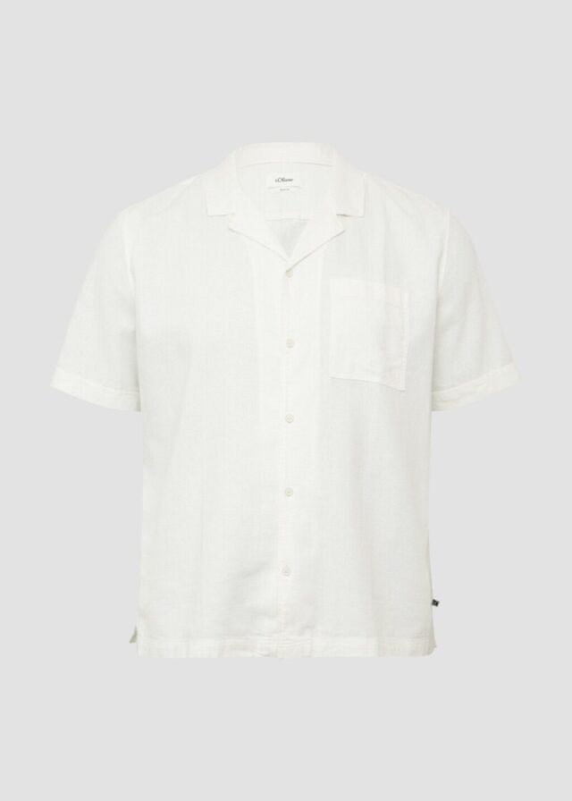 Resort Fit: Strukturiertes Kurzarmhemd aus Leinenmix