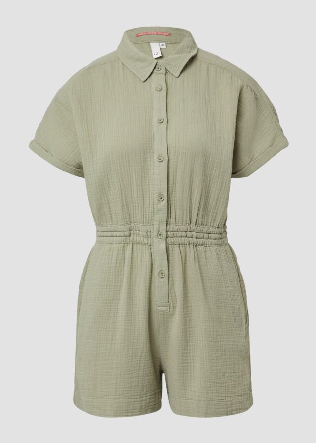 Musselin-Overall mit Elastikbund in der Taille