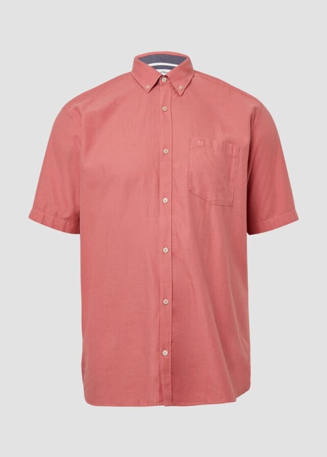 Regular Fit: Kurzärmeliges Twillhemd mit Button-Down-Kragen