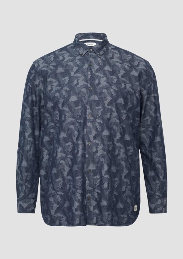 Regular Fit: Leichtes Jacquard-Hemd mit Button-Down-Kragen