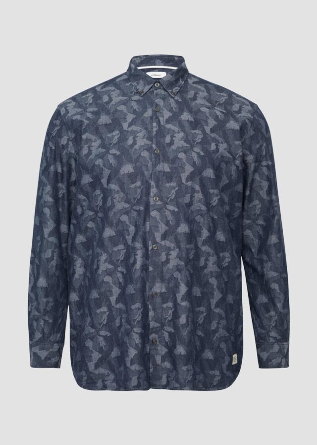 Regular Fit: Leichtes Jacquard-Hemd mit Button-Down-Kragen