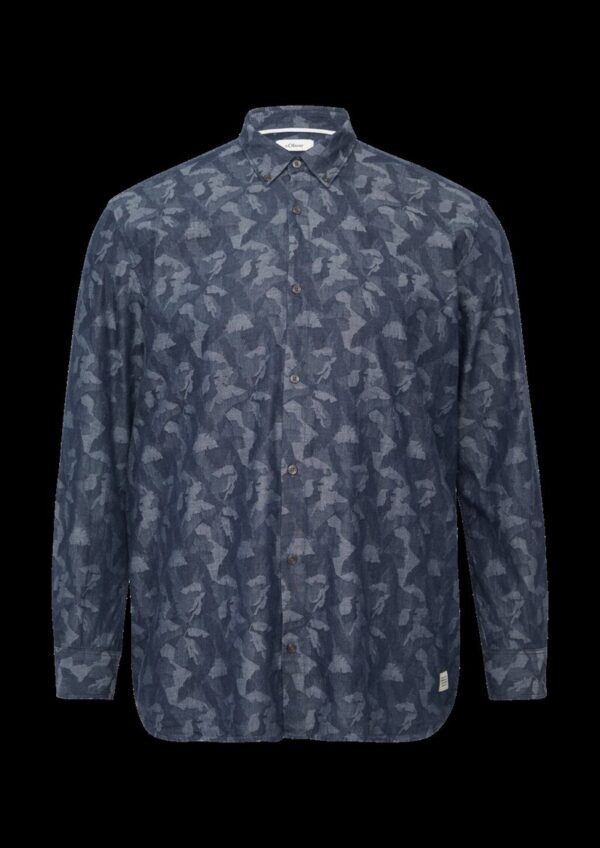 Regular Fit: Leichtes Jacquard-Hemd mit Button-Down-Kragen