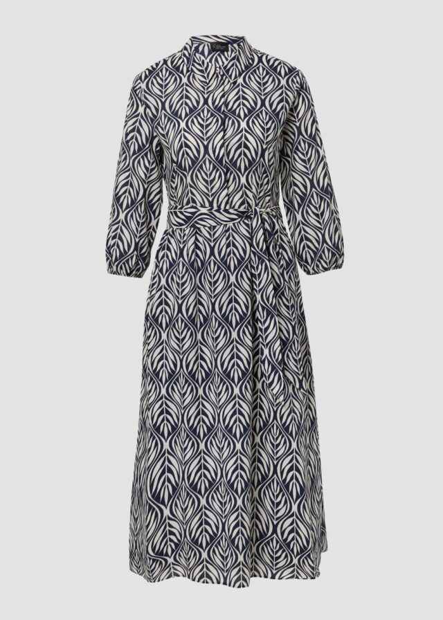 Hemdblusenkleid in Midilänge mit All-over-Print
