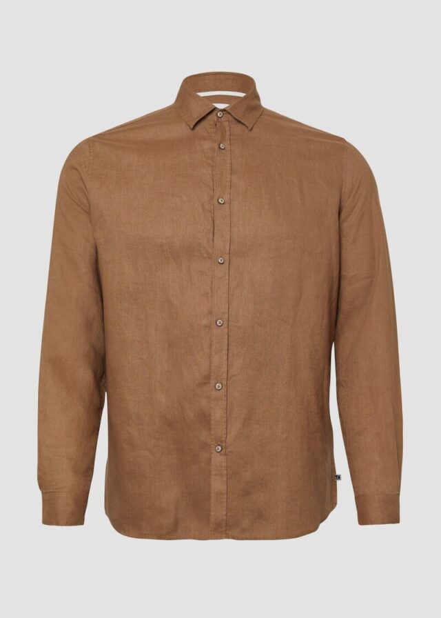 Regular Fit: Langarmhemd aus Leinen