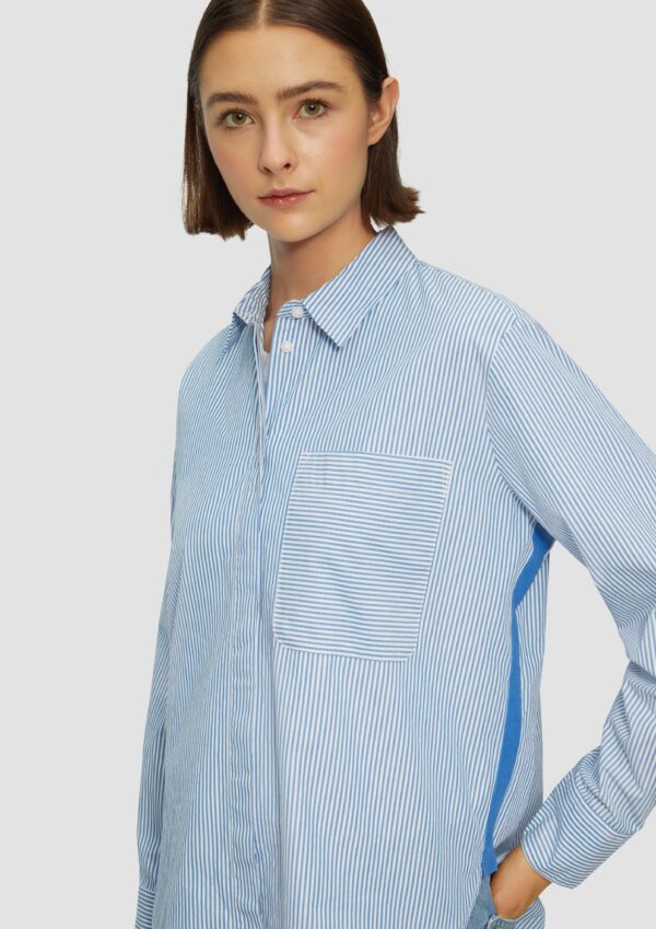 Streifenbluse mit seitlichem Ziertape