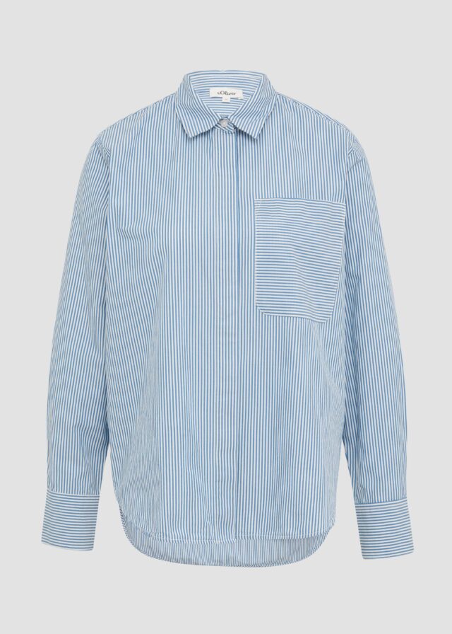 Streifenbluse mit seitlichem Ziertape