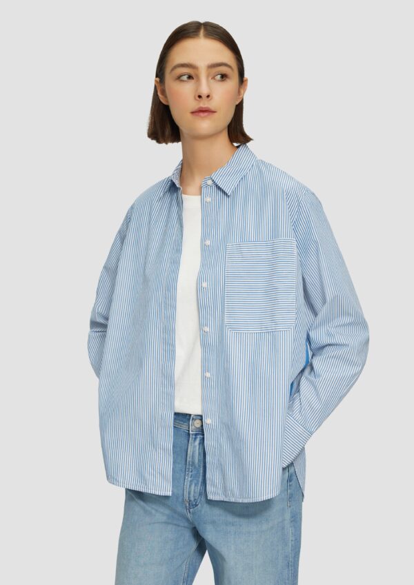 Streifenbluse mit seitlichem Ziertape