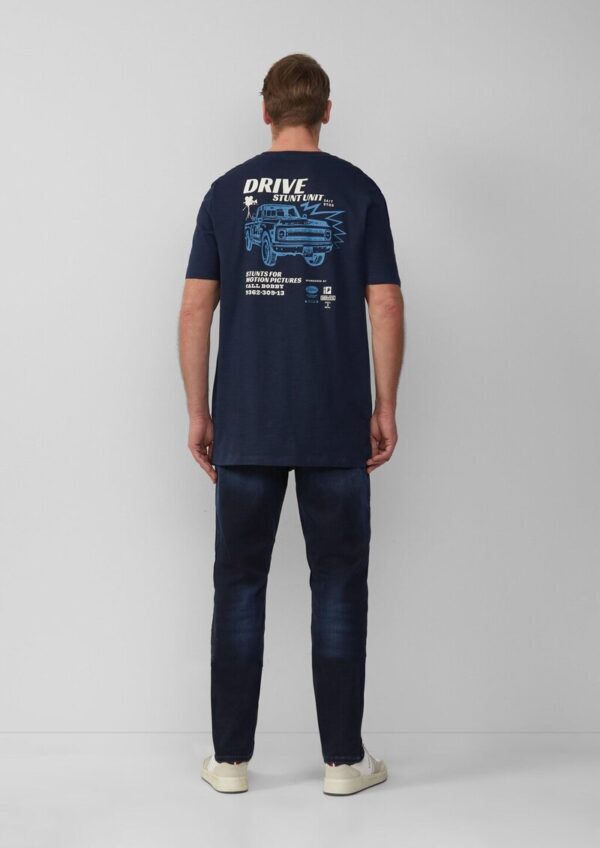 T-Shirt mit Flammgarnstruktur und Rückenprint