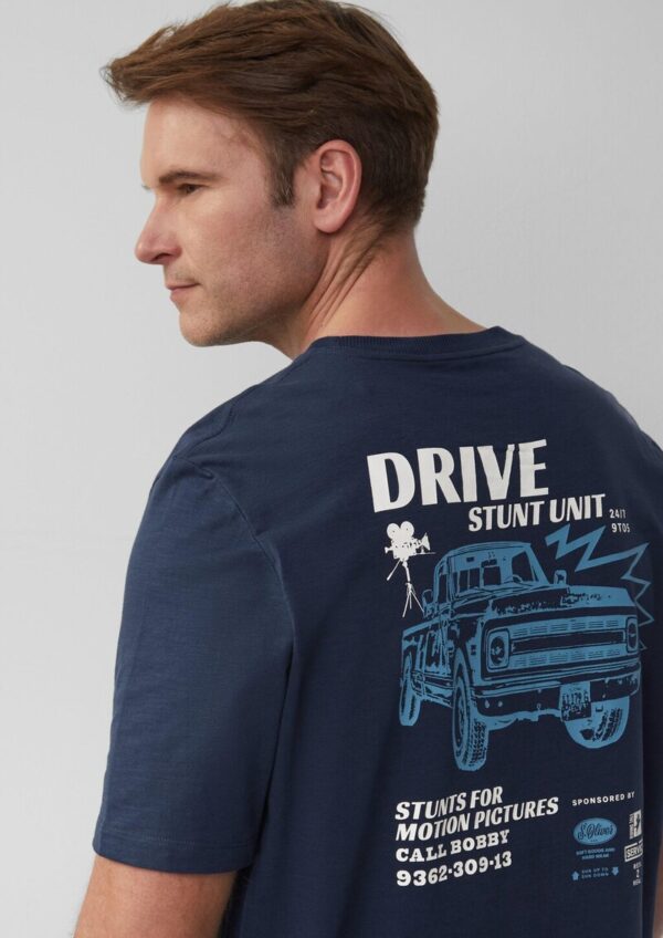 T-Shirt mit Flammgarnstruktur und Rückenprint