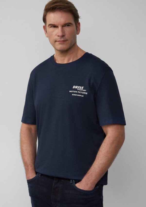 T-Shirt mit Flammgarnstruktur und Rückenprint