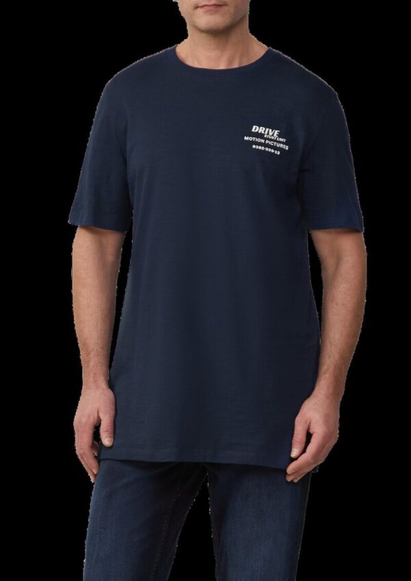 T-Shirt mit Flammgarnstruktur und Rückenprint