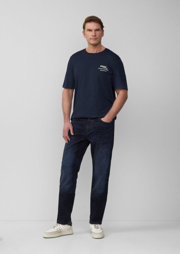 T-Shirt mit Flammgarnstruktur und Rückenprint