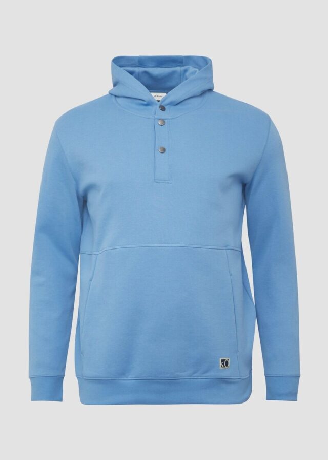 Strukturierter Hoodie mit Druckknöpfen und Kängurutasche