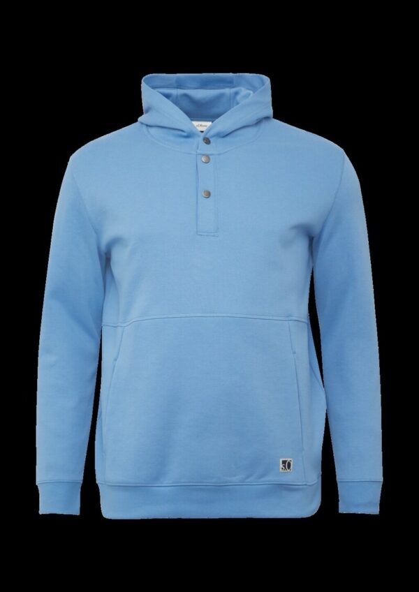 Strukturierter Hoodie mit Druckknöpfen und Kängurutasche