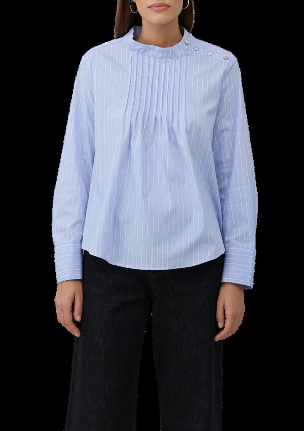 Bluse mit Biesenfalten und dekorativen Knöpfen