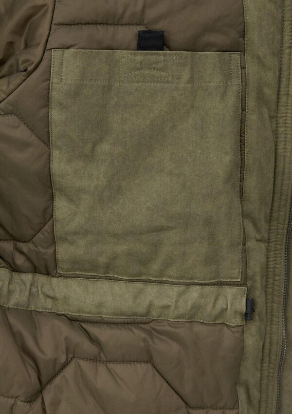 Gewaschener Baumwoll-Parka mit Teddyfutter-Kapuze