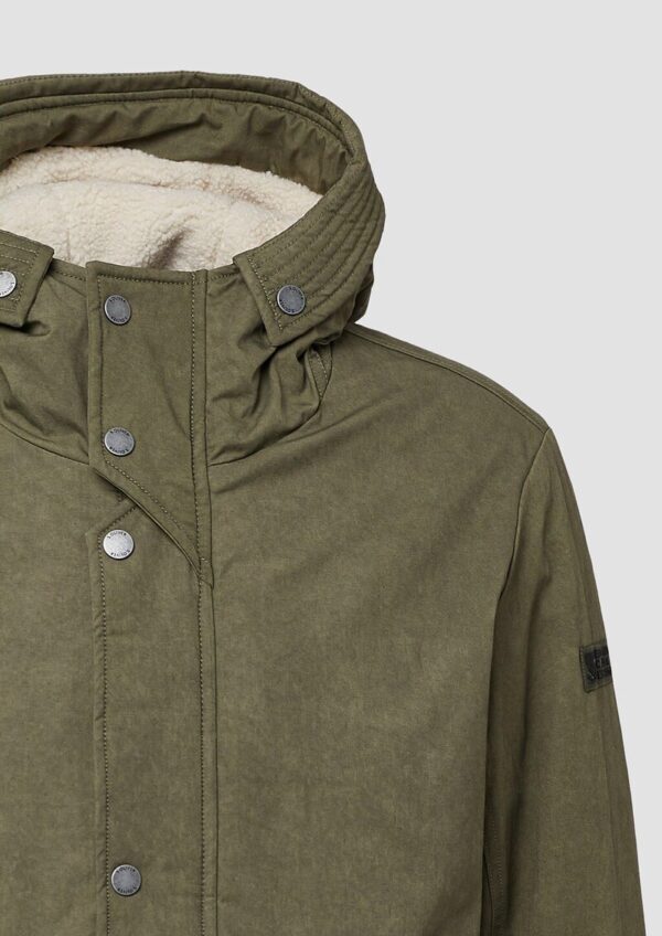 Gewaschener Baumwoll-Parka mit Teddyfutter-Kapuze