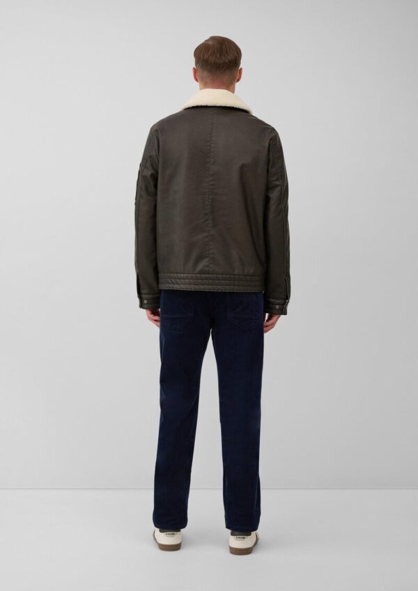 Bomberjacke aus Lederimitat mit abnehmbarem Teddy-Kragen