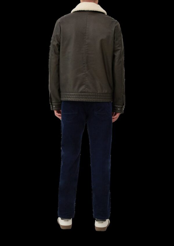 Bomberjacke aus Lederimitat mit abnehmbarem Teddy-Kragen