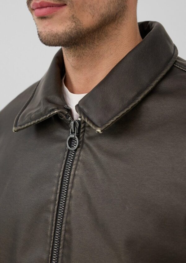 Bomberjacke aus Lederimitat mit abnehmbarem Teddy-Kragen