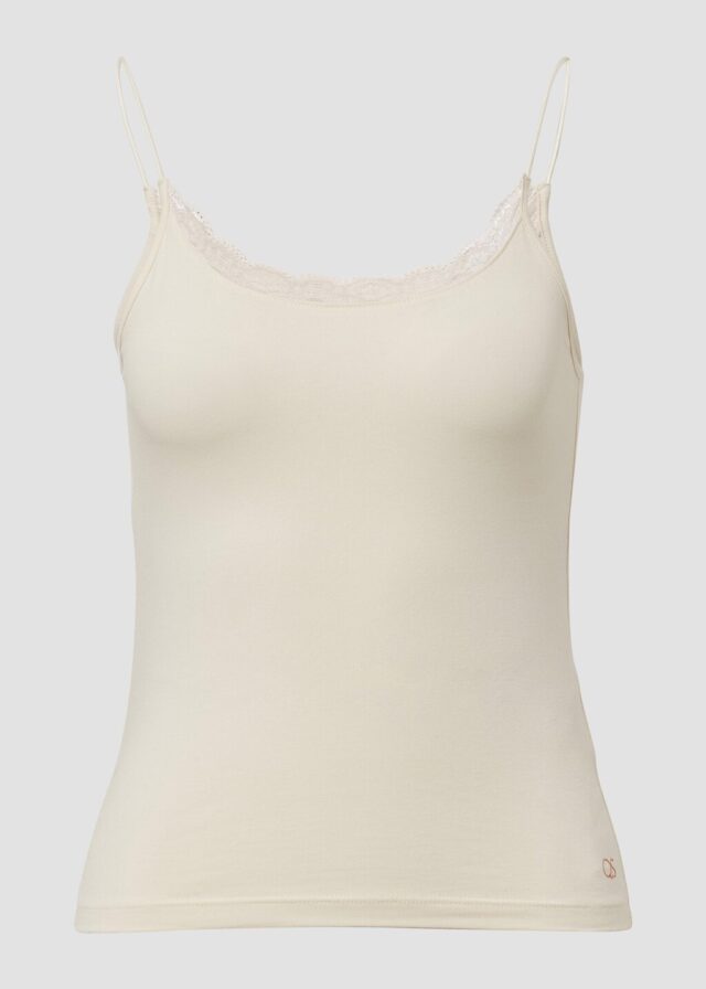 Spaghettiträgertop mit Spitzendetail
