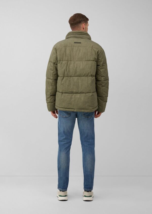 Gewaschene Pufferjacke aus Baumwolle mit Strickkragen