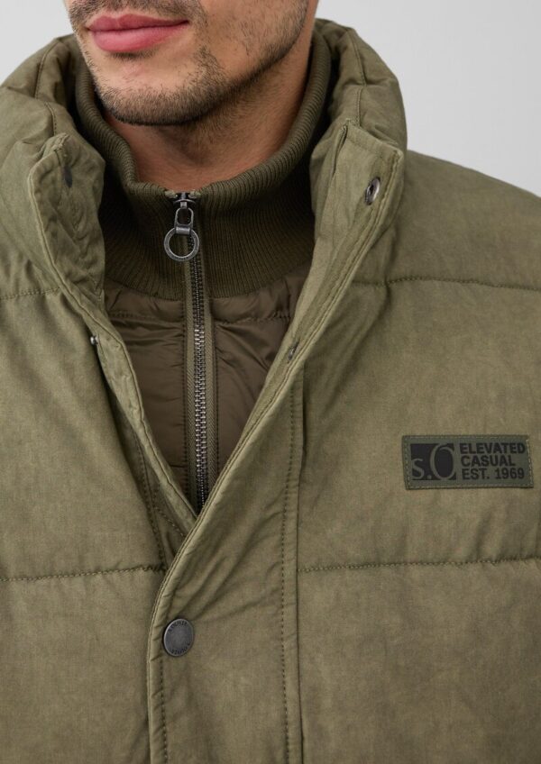 Gewaschene Pufferjacke aus Baumwolle mit Strickkragen