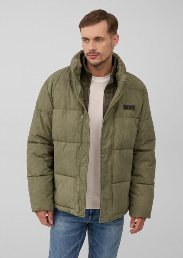 Gewaschene Pufferjacke aus Baumwolle mit Strickkragen