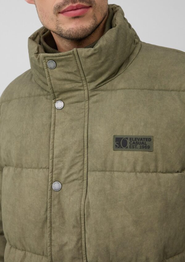 Gewaschene Pufferjacke aus Baumwolle mit Strickkragen