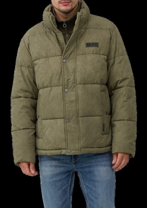 Gewaschene Pufferjacke aus Baumwolle mit Strickkragen