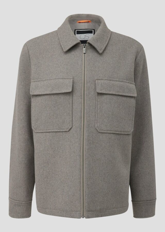 Overshirt mit Reißverschluss aus Wollmischung