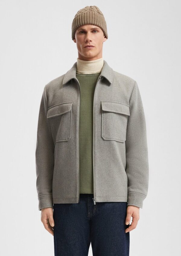 Overshirt mit Reißverschluss aus Wollmischung