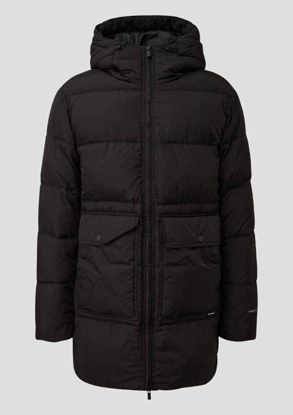 Pufferparka in Crinkle-Nylon mit Waschoptik