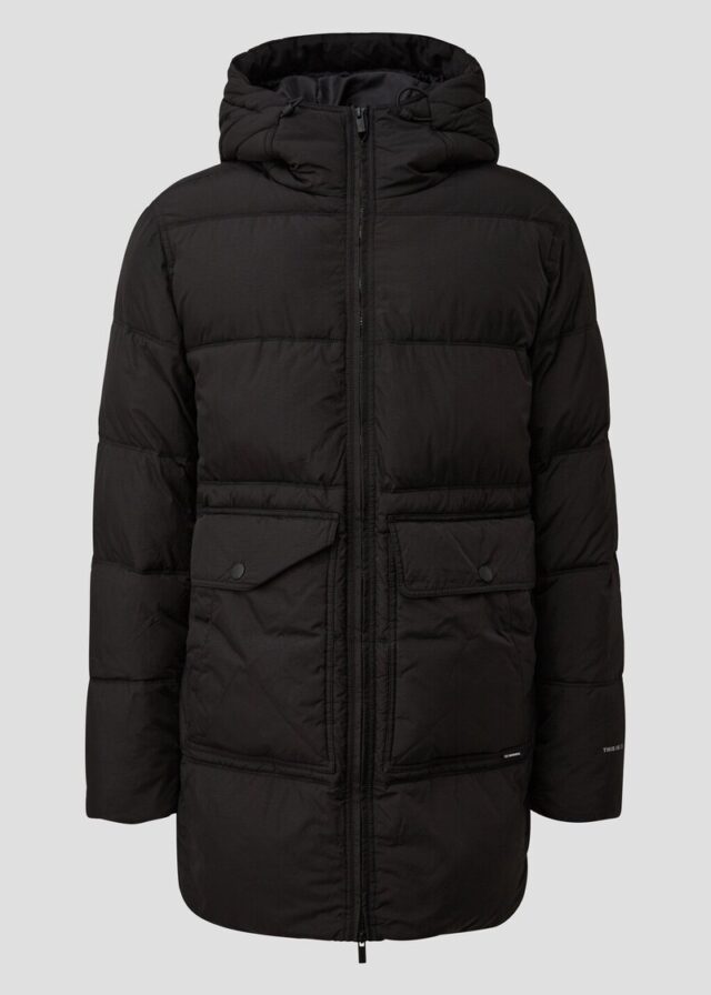 Pufferparka in Crinkle-Nylon mit Waschoptik