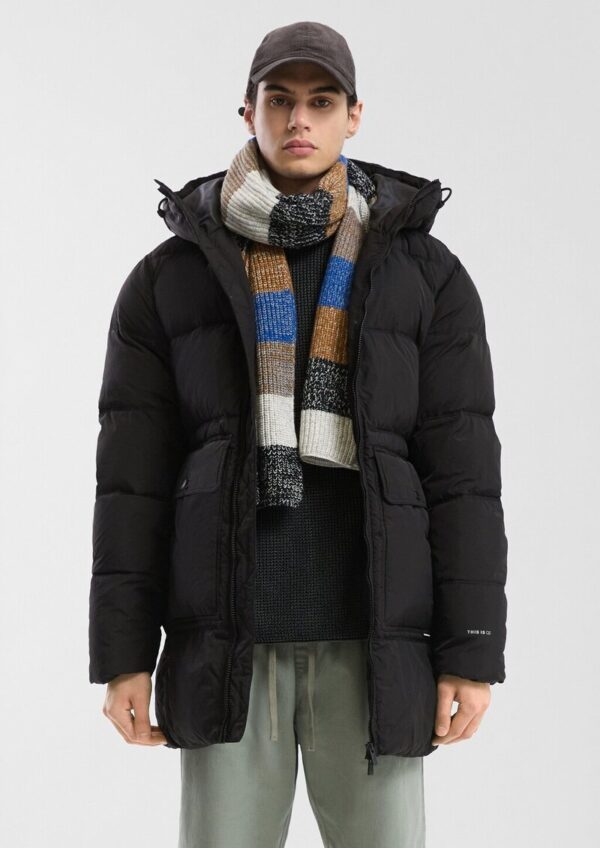 Pufferparka in Crinkle-Nylon mit Waschoptik