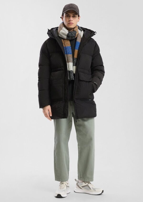 Pufferparka in Crinkle-Nylon mit Waschoptik