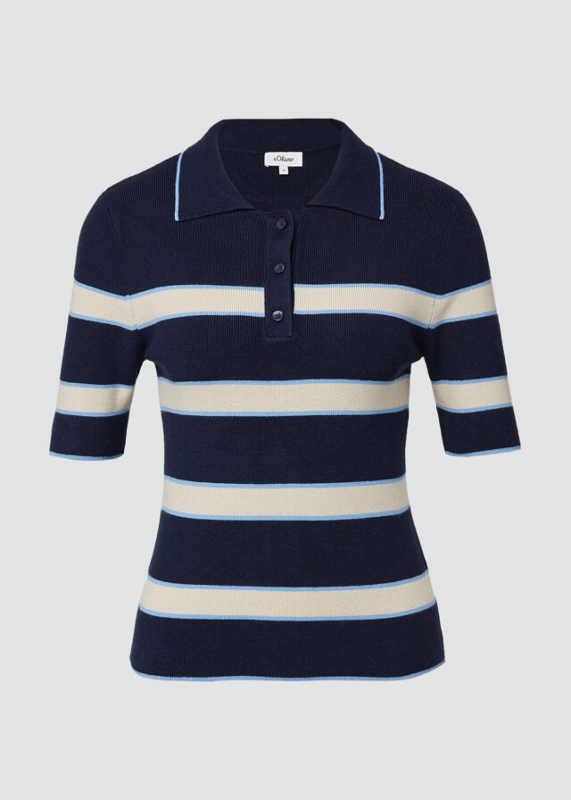 Verkürztes Strick-Polo im Slim Fit