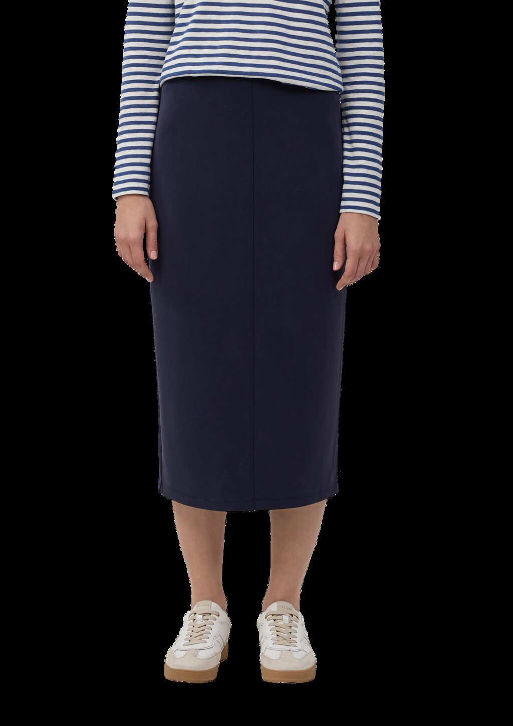 Weicher Midirock aus Scuba mit Schlitz