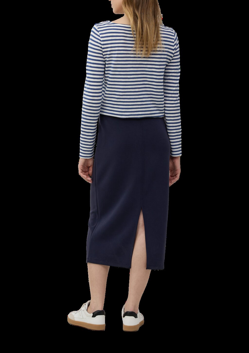 Weicher Midirock aus Scuba mit Schlitz