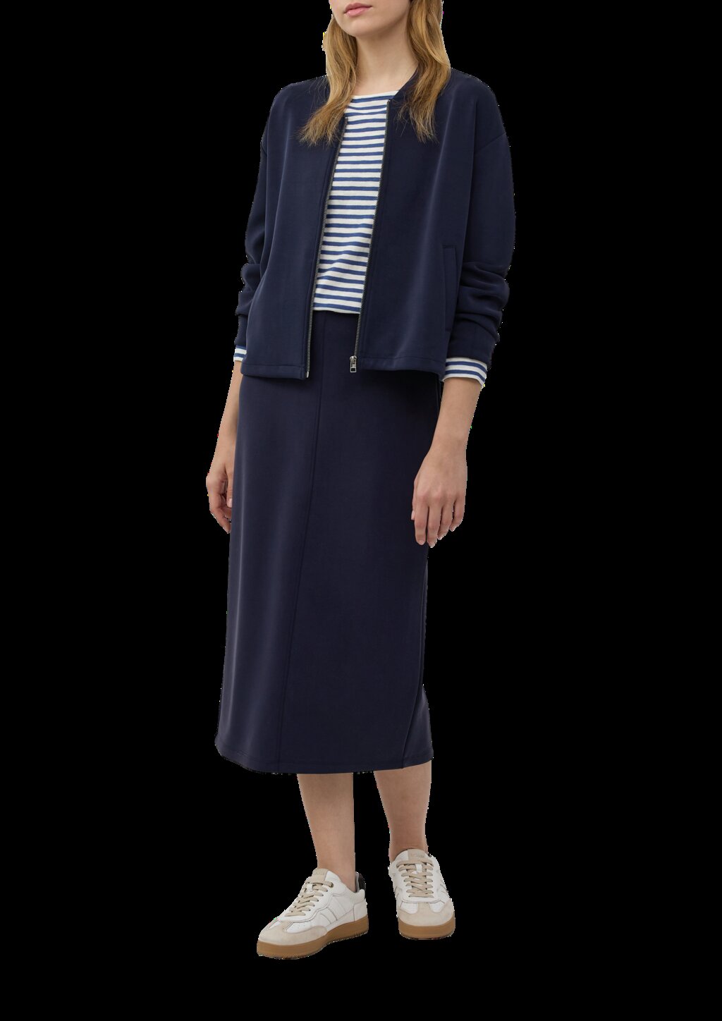 Weicher Midirock aus Scuba mit Schlitz