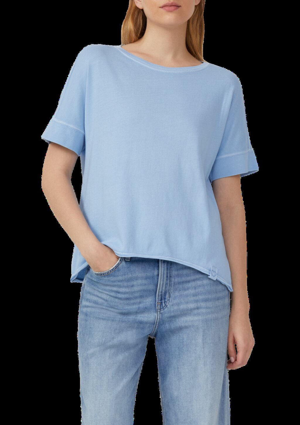 Gewaschenes T-Shirt mit Ziernähten im Relaxed Fit