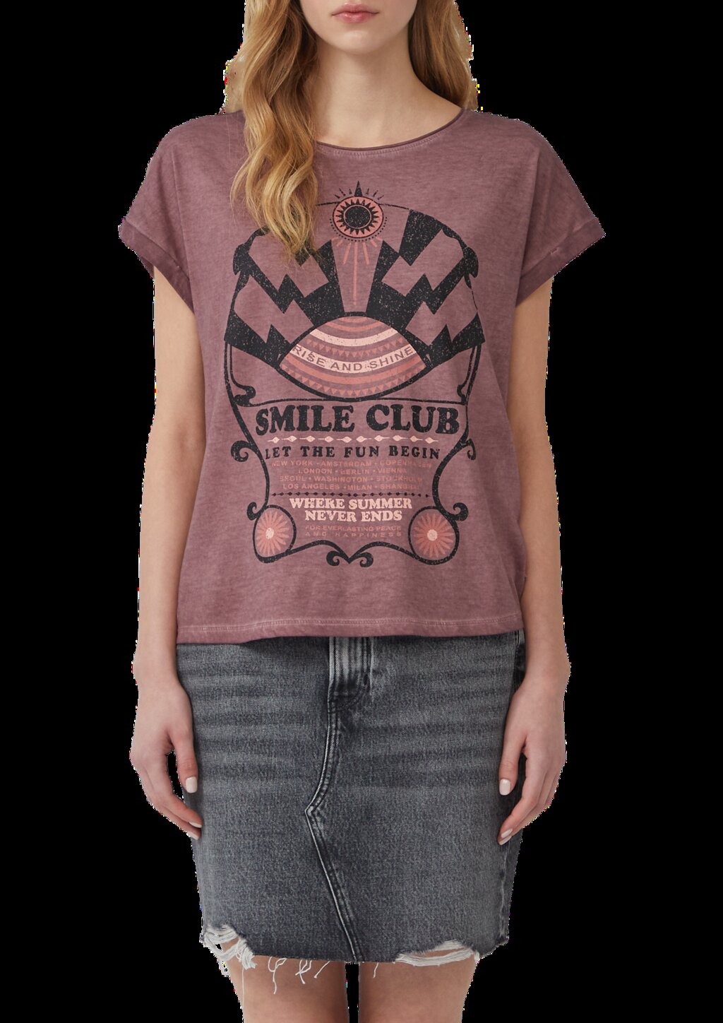 Gewaschenes T-Shirt mit Frontprint