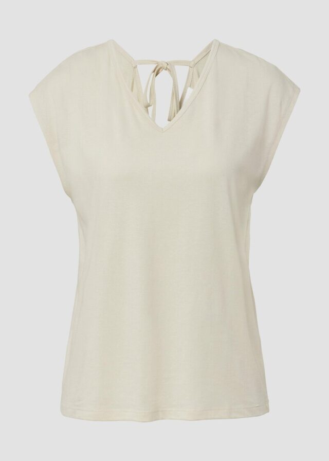 T-Shirt mit V-Ausschnitt und Rücken-Detail
