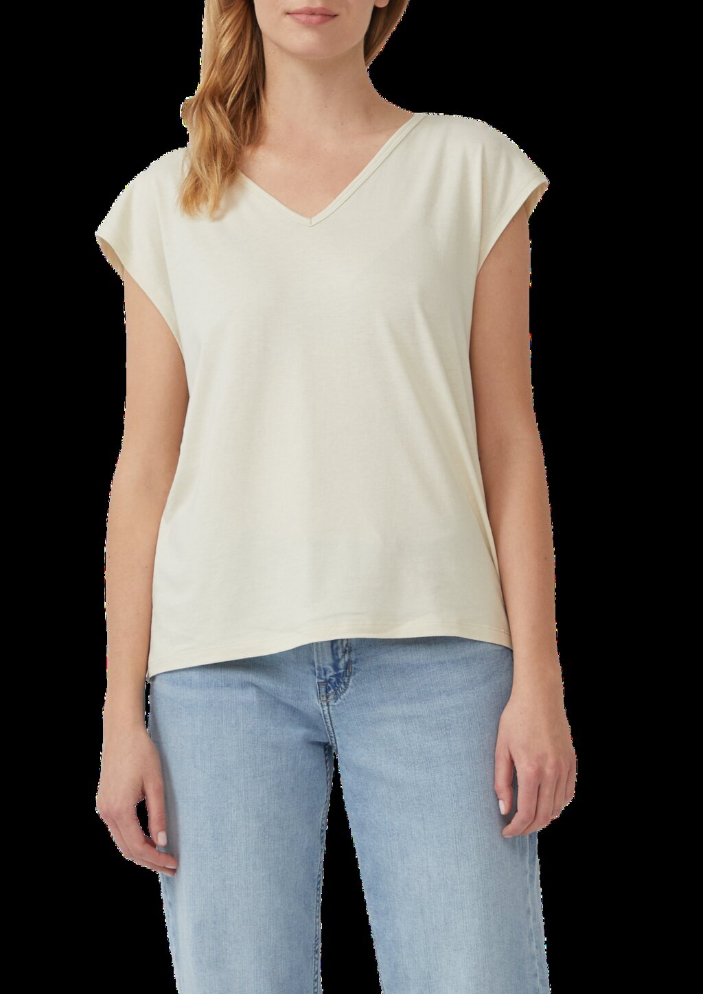 T-Shirt mit V-Ausschnitt und Rücken-Detail